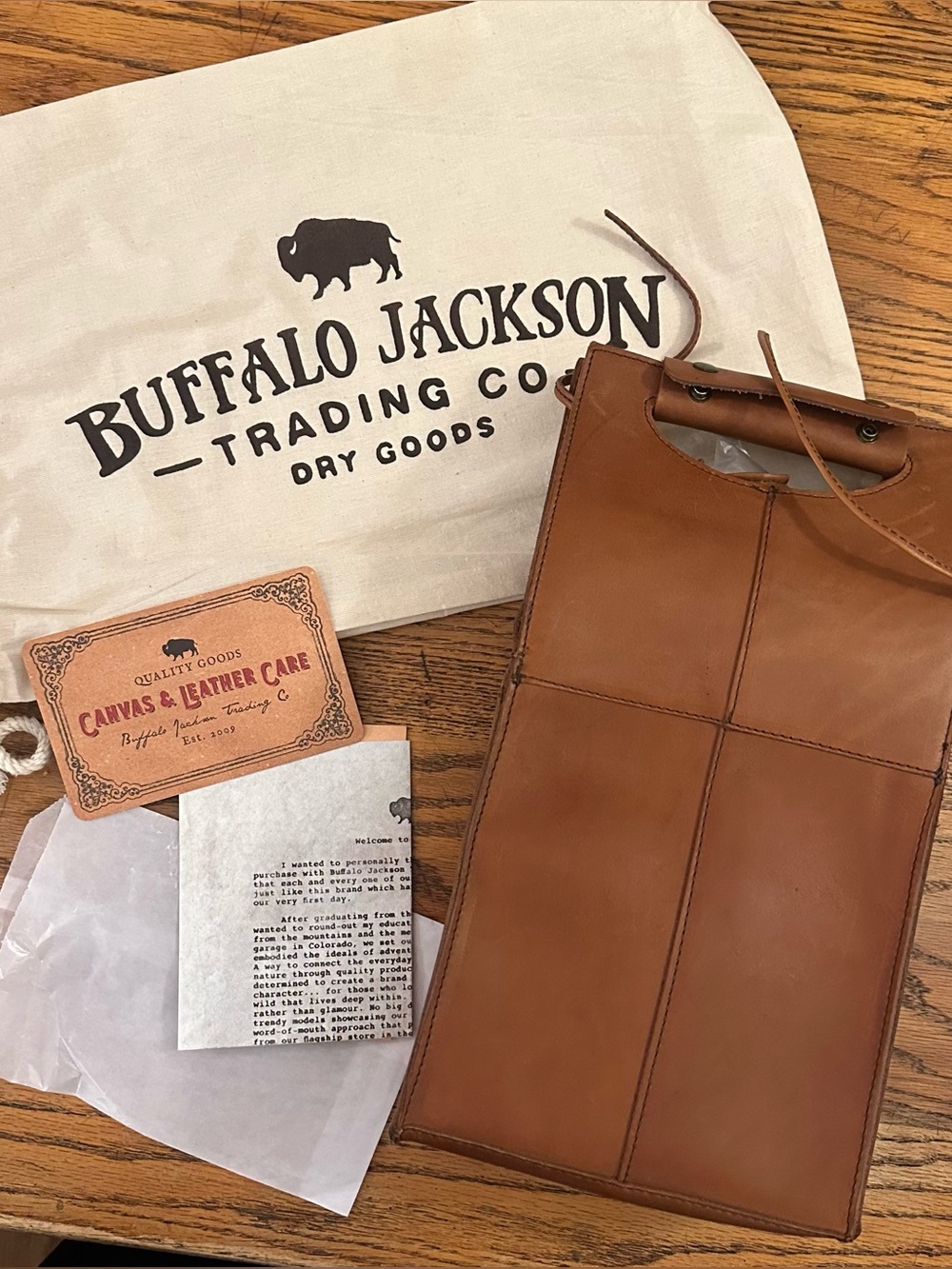 NWT! BUFFALO JACKSON Denver Leather Wine Tote DOUBLE 2-Bottle Carrier $79 OBO